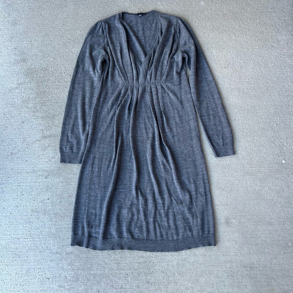 Sisley Women's Gray Long Sleeve Knit Midi Dress Size Small